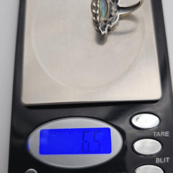 Size 9 Sterling Silver Abalone And Marcasite Gems Ring A1869 - Picture 9 of 9